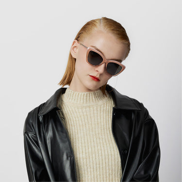 MELIA CAT-EYE FRAME ACETATE SUNGLASSES IN GRADIENT BROWN PINK WITH GREY LENS