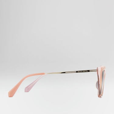 MELIA CAT-EYE FRAME ACETATE SUNGLASSES IN GRADIENT BROWN PINK WITH GREY LENS