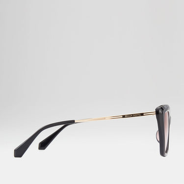 MELIA CAT-EYE FRAME ACETATE SUNGLASSES IN BLACK WITH LIGHT PINK LENS