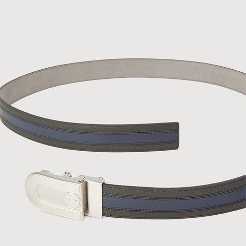 FINE GRAIN PRINTED LEATHER BELT WITH NICKEL IN SATIN FINISH STAINLESS STEEL AUTO BUCKLE