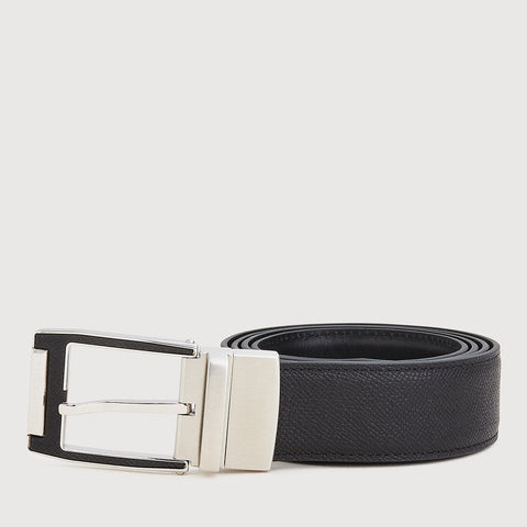 REVERSIBLE SAFFIANO LEATHER BELT WITH NICKEL IN SATIN FINISH STAINLESS STEEL NEEDLE BUCKLE