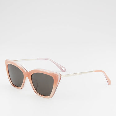 MELIA CAT-EYE FRAME ACETATE SUNGLASSES IN GRADIENT BROWN PINK WITH GREY LENS