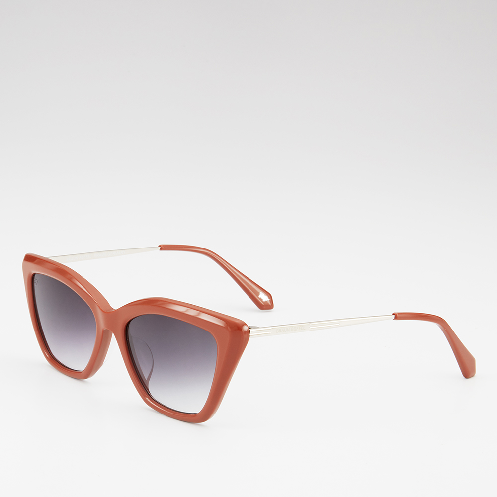 MELIA CAT-EYE FRAME ACETATE SUNGLASSES IN BROWN WITH GRADIENT GREY LENS