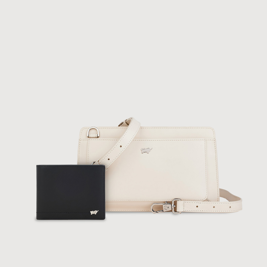 (Festive Gift Set G) ISLA MEDIUM CROSSBODY BAG IN CHALK + KITH 8 CARDS WALLET IN BLACK