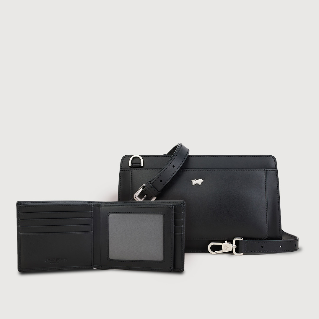 (Festive Gift Set B) ISLA MEDIUM CROSSBODY BAG IN BLACK  + KITH CENTRE FLAP CARDS WALLET IN BLACK