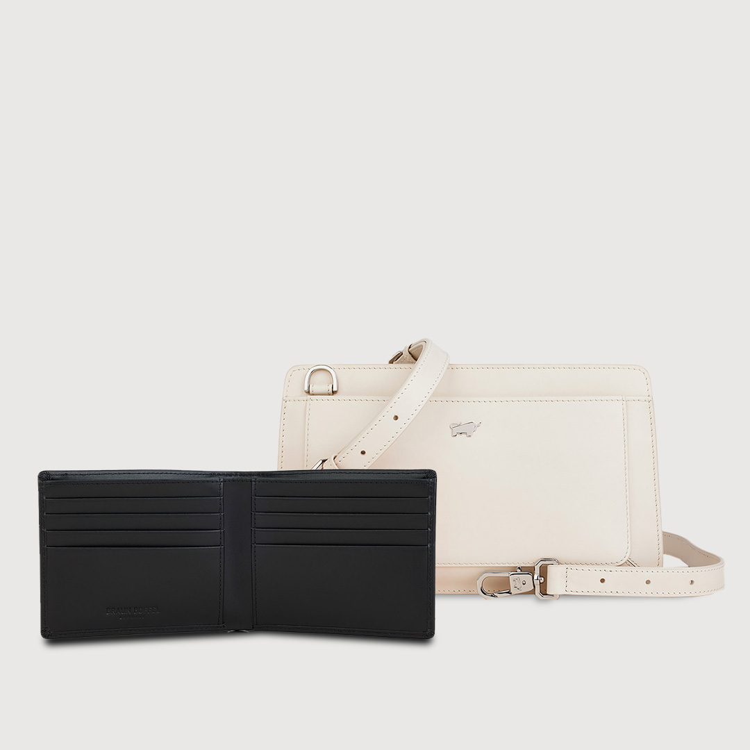 (Festive Gift Set G) ISLA MEDIUM CROSSBODY BAG IN CHALK + KITH 8 CARDS WALLET IN BLACK