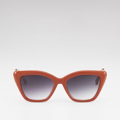 MELIA CAT-EYE FRAME ACETATE SUNGLASSES IN BROWN WITH GRADIENT GREY LENS