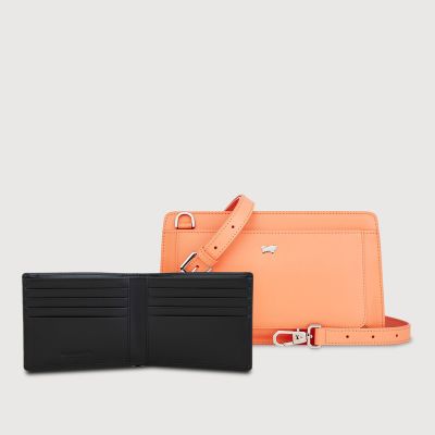 (Festive Gift Set D) ISLA MEDIUM CROSSBODY BAG IN APRICAOT CRUSH + KITH 8 CARDS WALLET IN BLACK