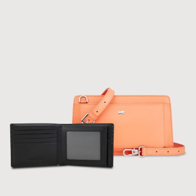 (Festive Gift Set E) ISLA MEDIUM CROSSBODY BAG IN APRICAOT CRUSH + KITH CENTRE FLAP CARDS WALLET IN BLACK