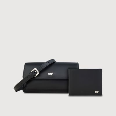 (Festive Gift Set K) ISLA SLING POUCH IN BLACK + KITH CENTRE FLAP CARDS WALLET IN BLACK