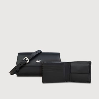 (Festive Gift Set L) ISLA SLING POUCH IN BLACK + KITH CENTRE FLAP WALLET WITH COIN COMPARTMENT IN BLACK