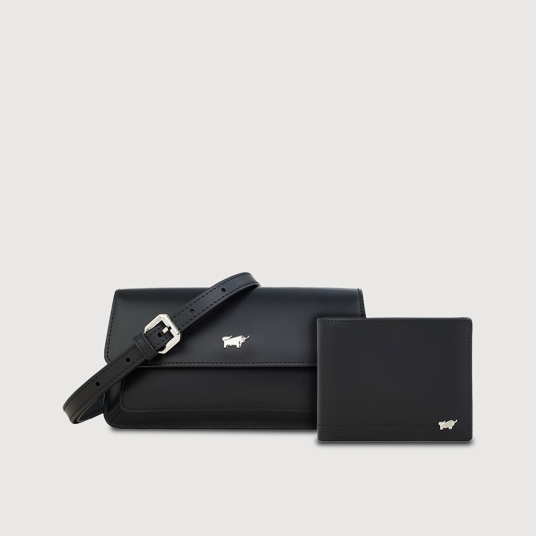 (Festive Gift Set L) ISLA SLING POUCH IN BLACK + KITH CENTRE FLAP WALLET WITH COIN COMPARTMENT IN BLACK