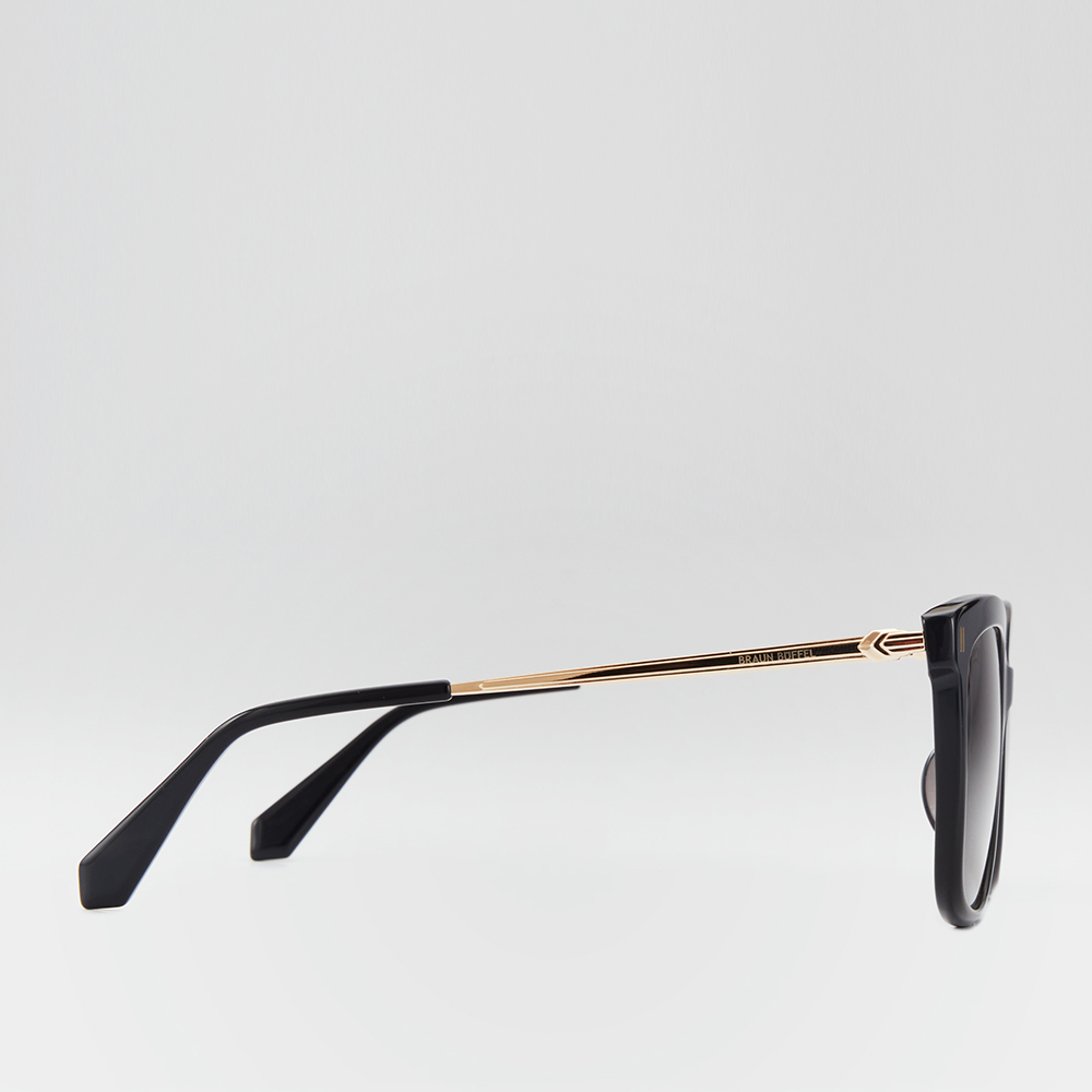 AMELIE SQUARE-FRAME ACETATE SUNGLASSES IN BLACK WITH BROWN LENS