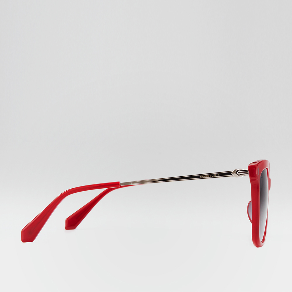 AMELIE SQUARE-FRAME ACETATE SUNGLASSES IN TRANSPARENT MAROON WITH GRADIENT GREY LENS